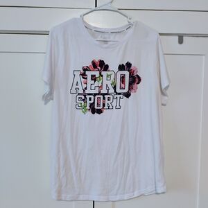 Aéropostale Floral Logo Tee | Casual White Graphic Top Women’s🌸🌸